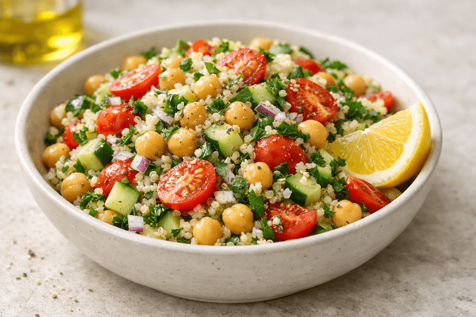 Lemon Herb Chickpea Quinoa Salad