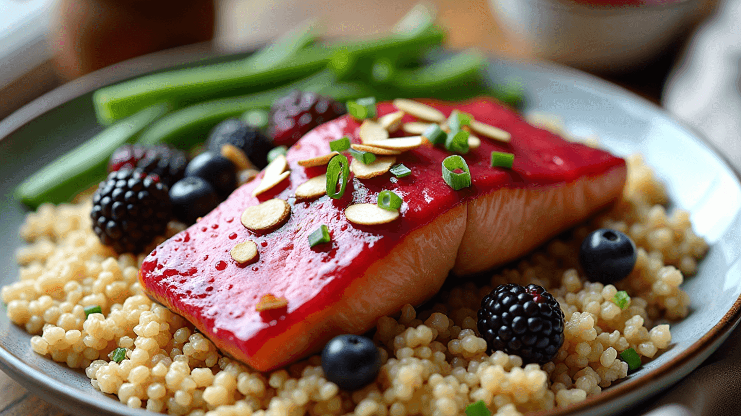 Berry Miso Glaze Salmon Bowl