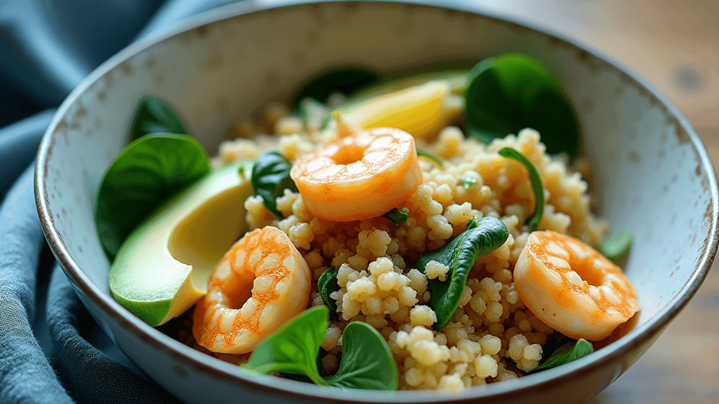 Zesty Lemon-Garlic Shrimp Quinoa Bowl
