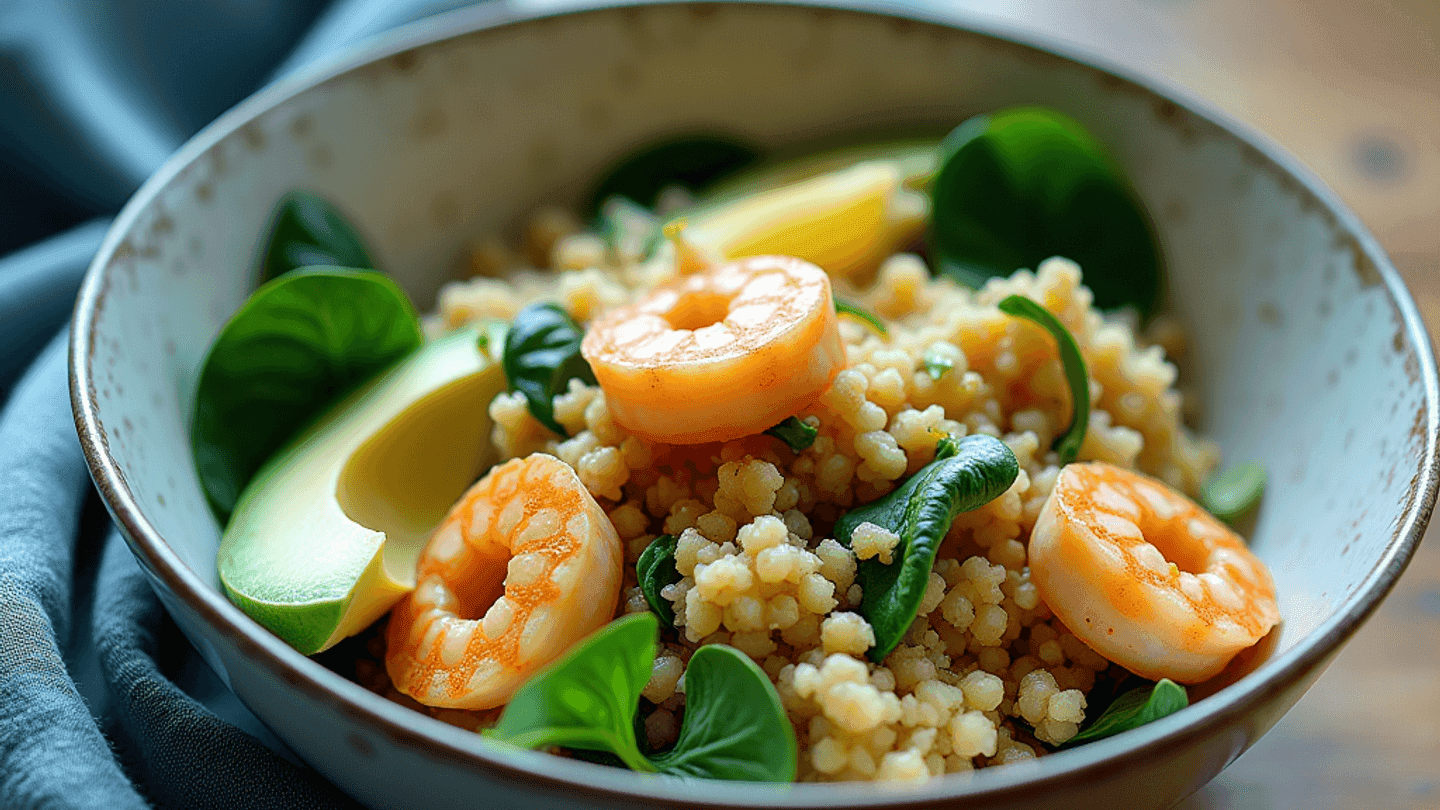 Zesty Lemon-Garlic Shrimp Quinoa Bowl