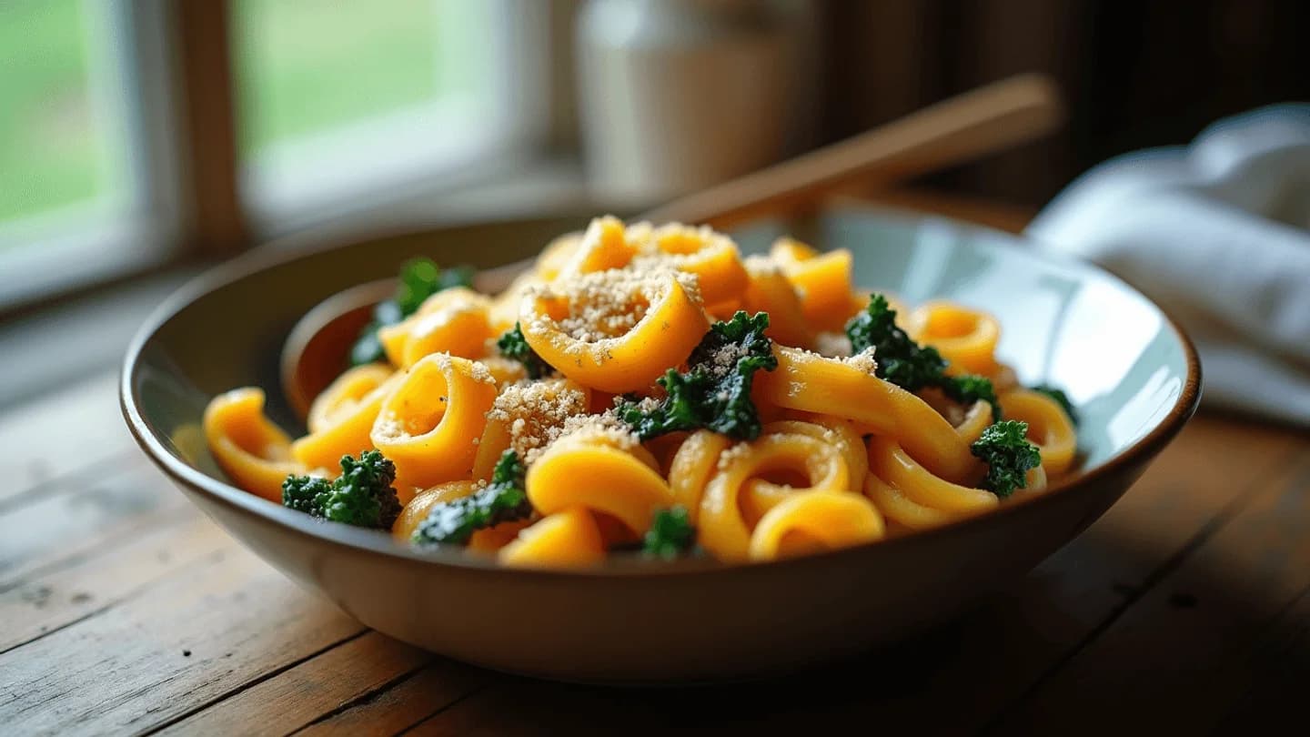Creamy Butternut Squash and Kale Pasta