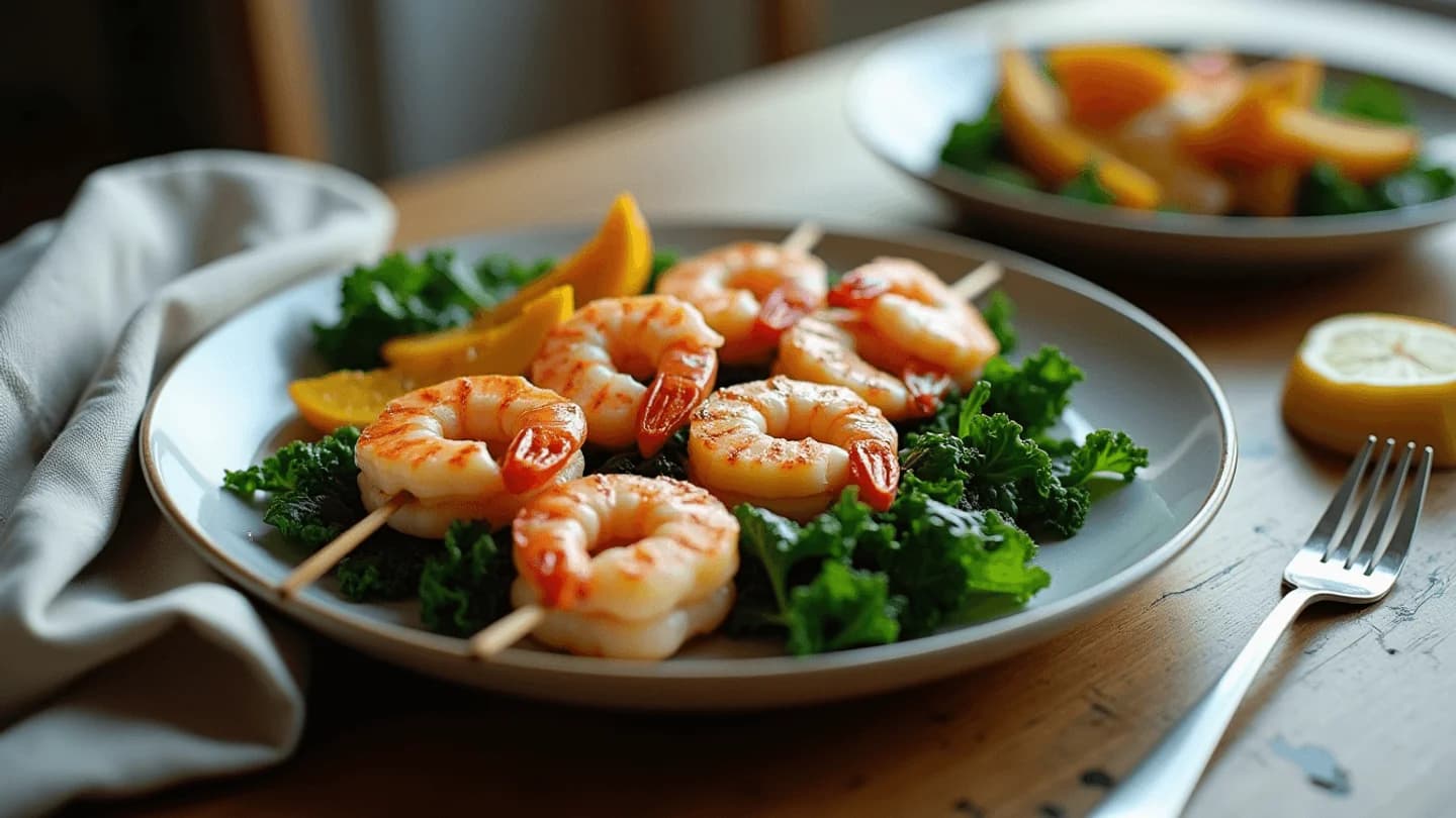 Lemon-Garlic Shrimp Skewers With Butternut Squash