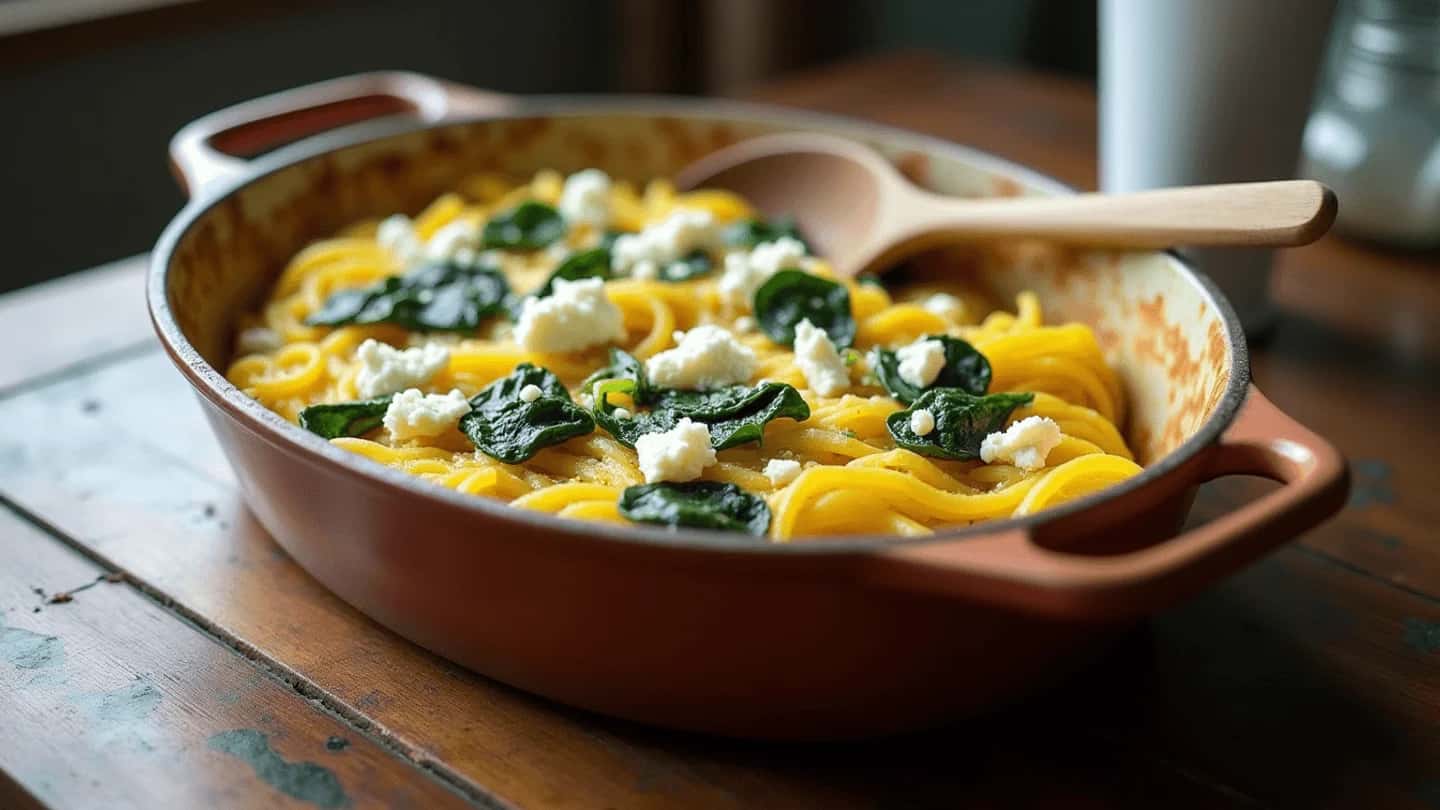 Low-Carb Spaghetti Squash Bake With Spinach and Feta